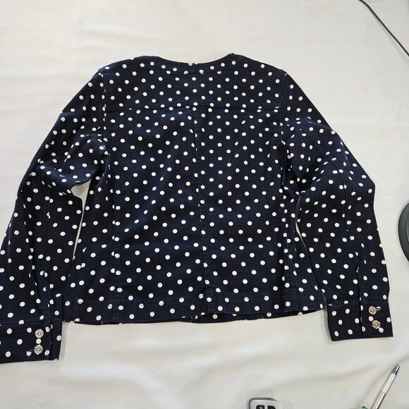 Chaps Ralph Lauren Women's Jacket Navy Polka Dot Denim 
Blazer Career Medium - Picture 9 of 11